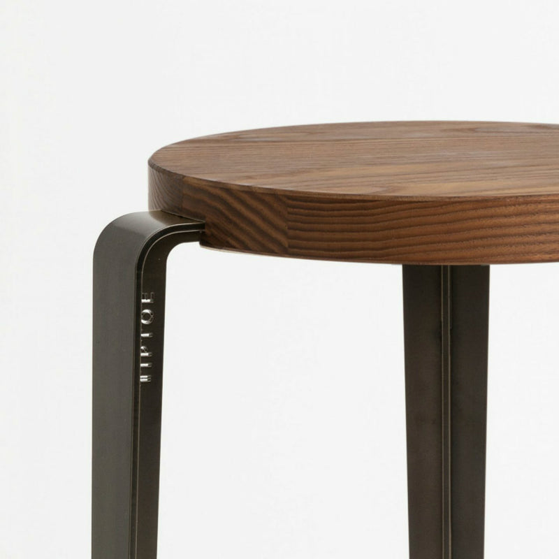 MI LOU mid-high stool – TINTED OAK<br> DARK STEEL