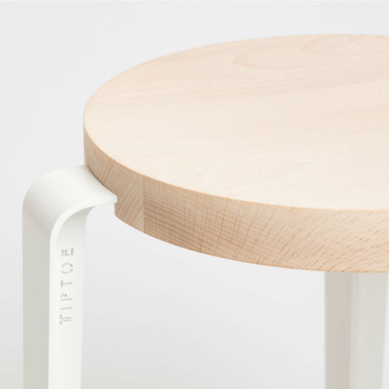 MI LOU mid-high stool – SOLID BEECH <br>CLOUDY WHITE