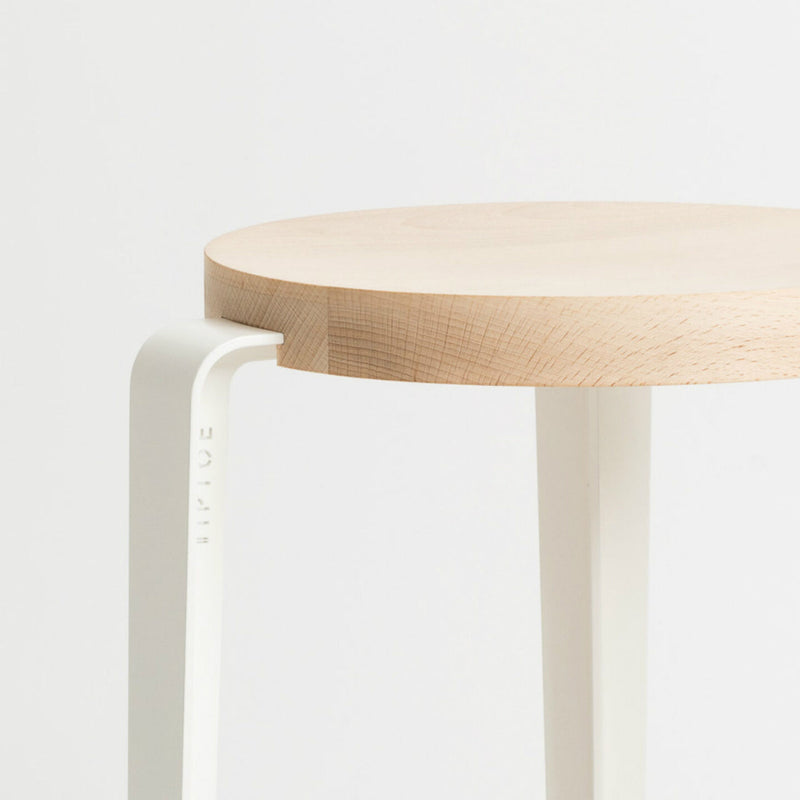 【P】LOU stool – SOLID BEECH <br>CLOUDY WHITE