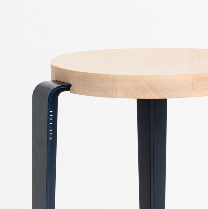 LOU stool – SOLID BEECH <br>MINERAL BLUE