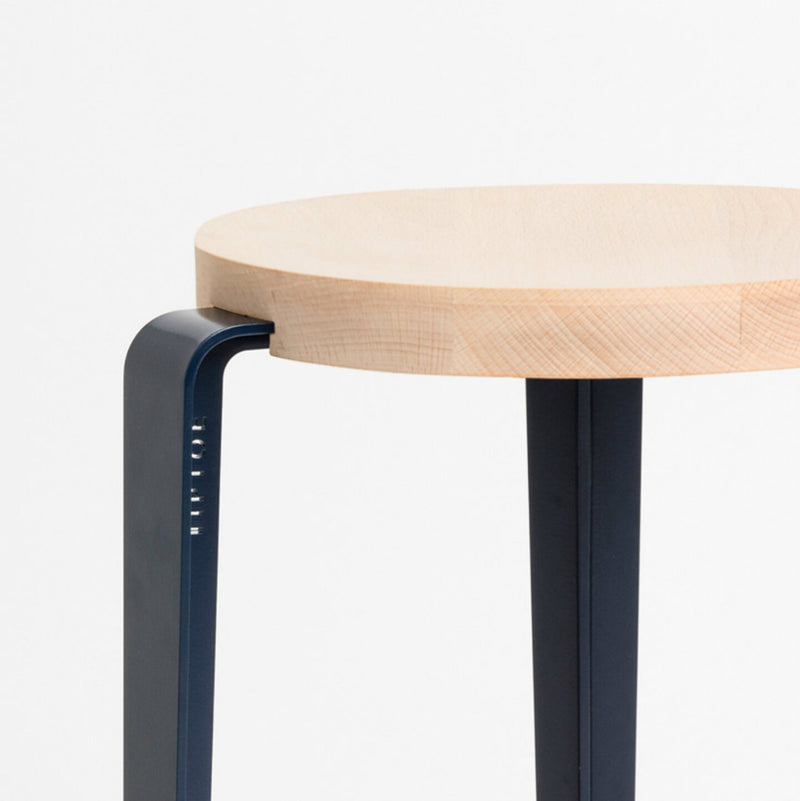 【P】LOU stool – SOLID BEECH<br> MINERAL BLUE