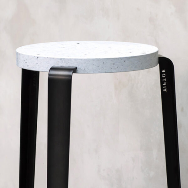 BIG LOU bar stool in recycled plastic VENEZIA<br> DARK STEEL