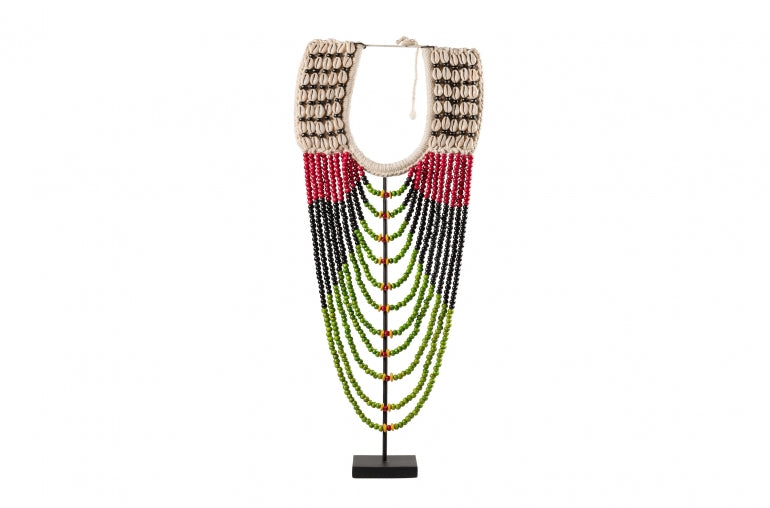 Necklace Black/Red/Green On Stand <br>