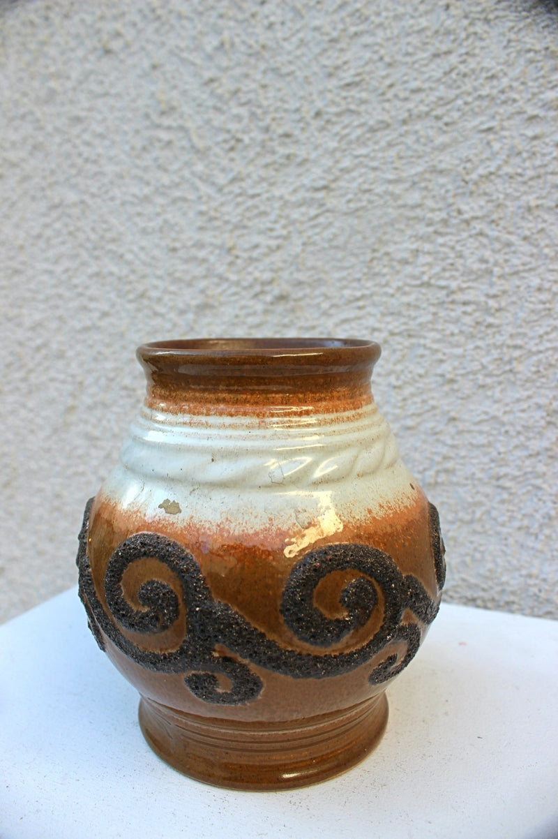 Fat lava ceramic flower vase vintage Sendagaya store