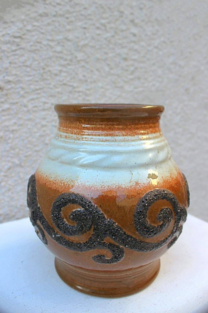 Fat lava ceramic flower vase vintage Sendagaya store