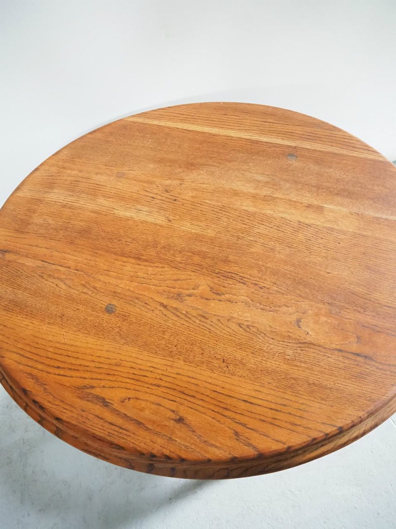 Vintage oak wood x rattan circle table Sendagaya store
