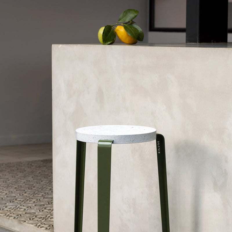 【P】BIG LOU bar stool in recycled plastic VENEZIA<br> ROSEMARY GREEN