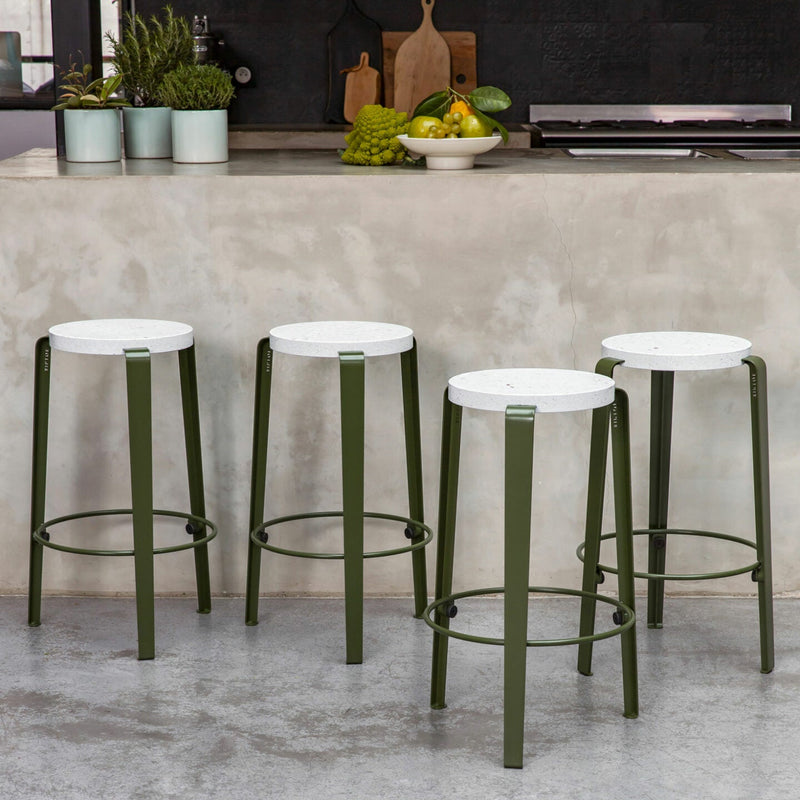 【P】MI LOU mid-high stool in recycled plastic VENEZIA<br> ROSEMARY GREEN