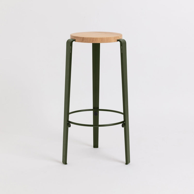 BIG LOU bar stool – SOLID OAK <br>ROSEMARY GREEN