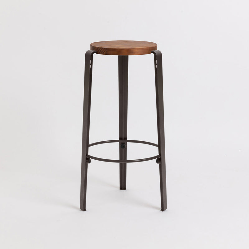 BIG LOU bar stool – TINTED OAK <br>DARK STEEL