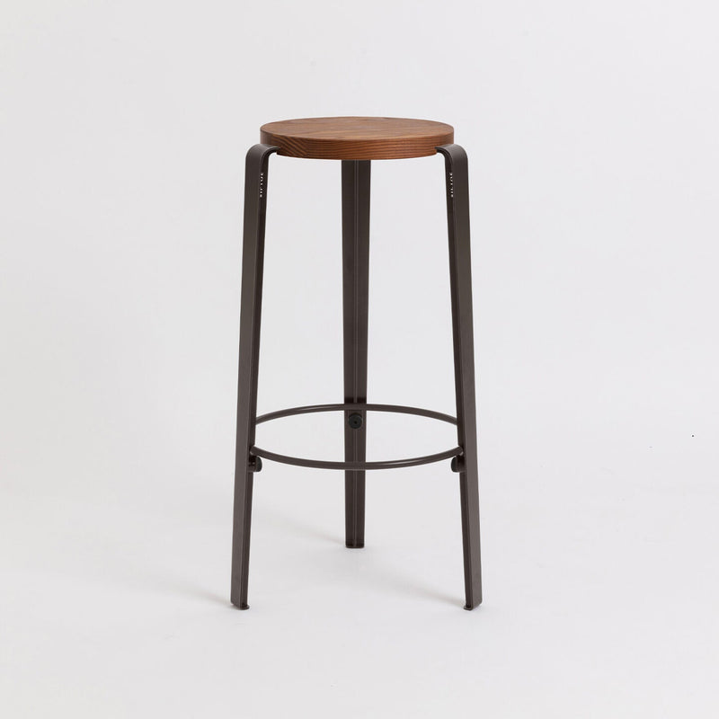 【P】BIG LOU bar stool – TINTED OAK<br> DARK STEEL