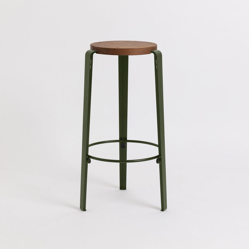 BIG LOU bar stool – TINTED OAK <br>ROSEMARY GREEN