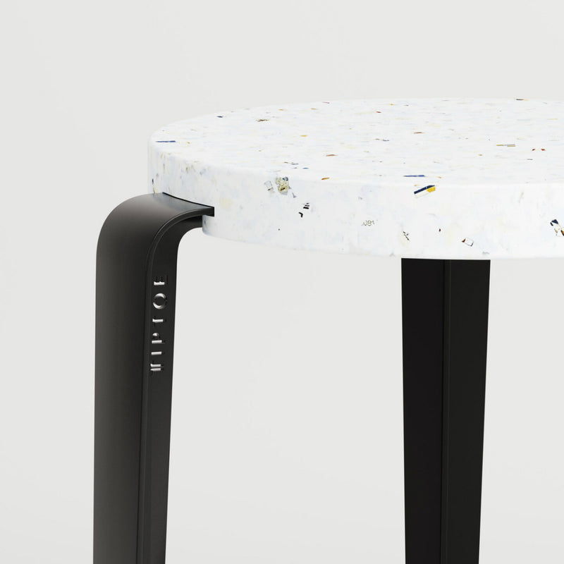 LOU stool in recycled plastic VENEZIA <br>GRAPHITE BLACK