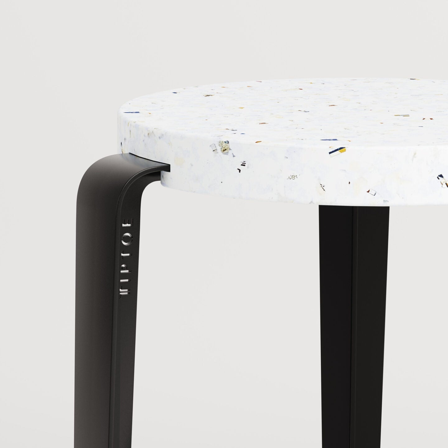 TIPTOE<br>MI LOU mid-high stool in recycled plastic VENEZIA <br>GRAPHITE BLACK - ヴィンテージ SHARK ATTACK