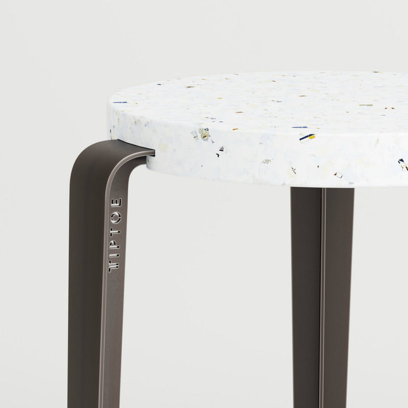 LOU stool in recycled plastic VENEZIA<br> DARK STEEL