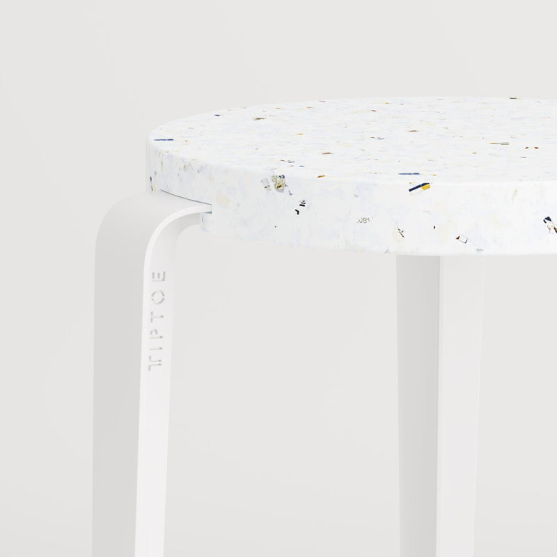 MI LOU mid-high stool in recycled plastic VENEZIA<br> CLOUDY WHITE