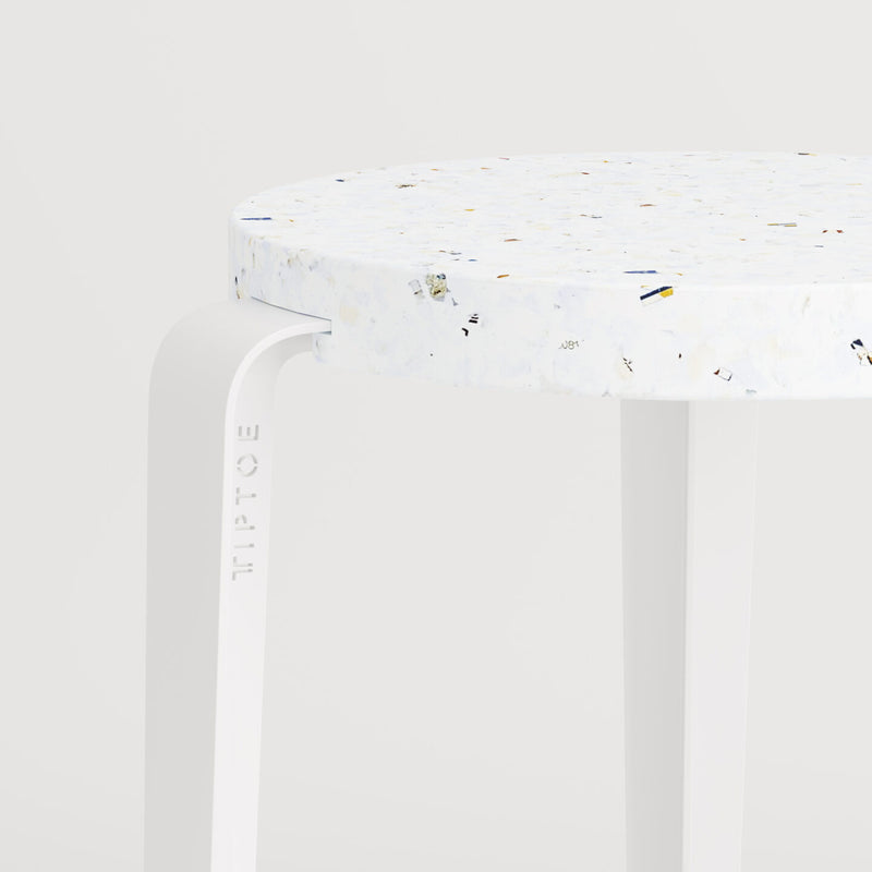 【P】BIG LOU bar stool in recycled plastic VENEZIA<br> CLOUDY WHITE