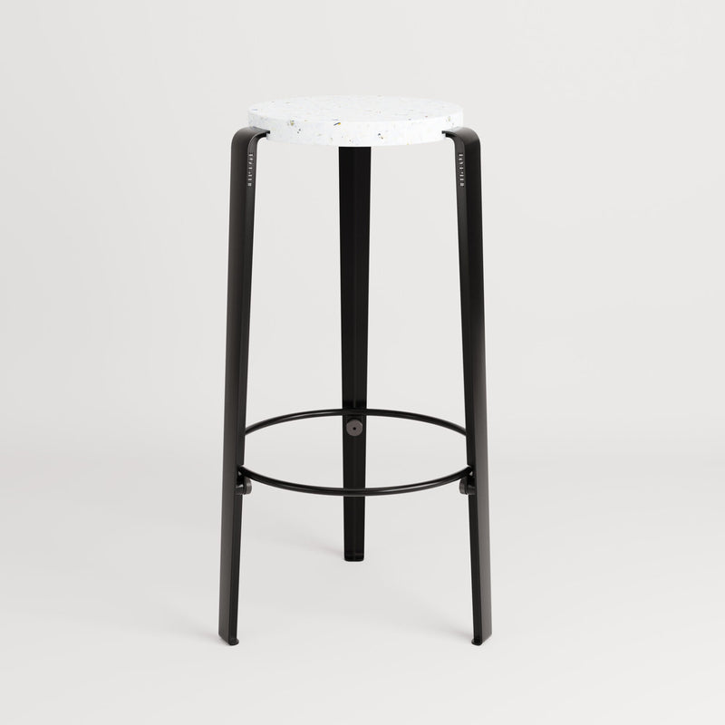 【P】BIG LOU bar stool in recycled plastic VENEZIA<br> GRAPHITE BLACK