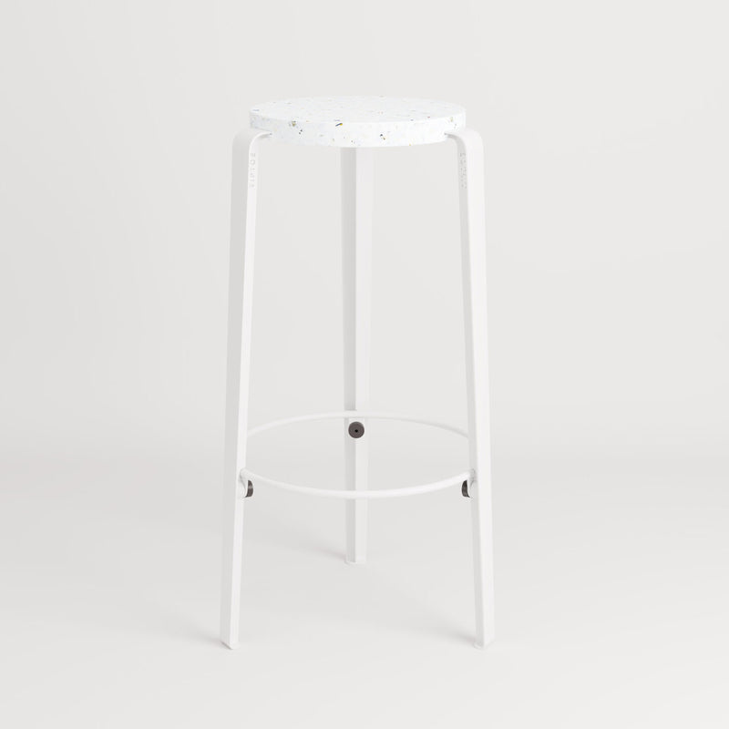 【P】BIG LOU bar stool in recycled plastic VENEZIA<br> CLOUDY WHITE