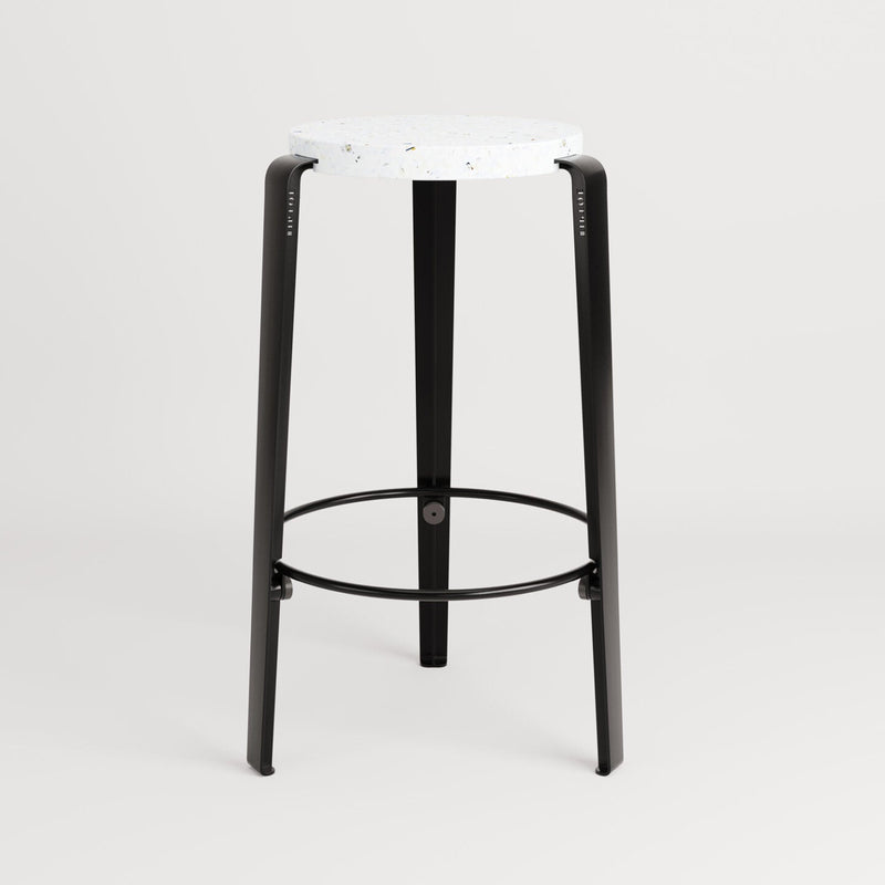 MI LOU mid-high stool in recycled plastic VENEZIA<br> GRAPHITE BLACK