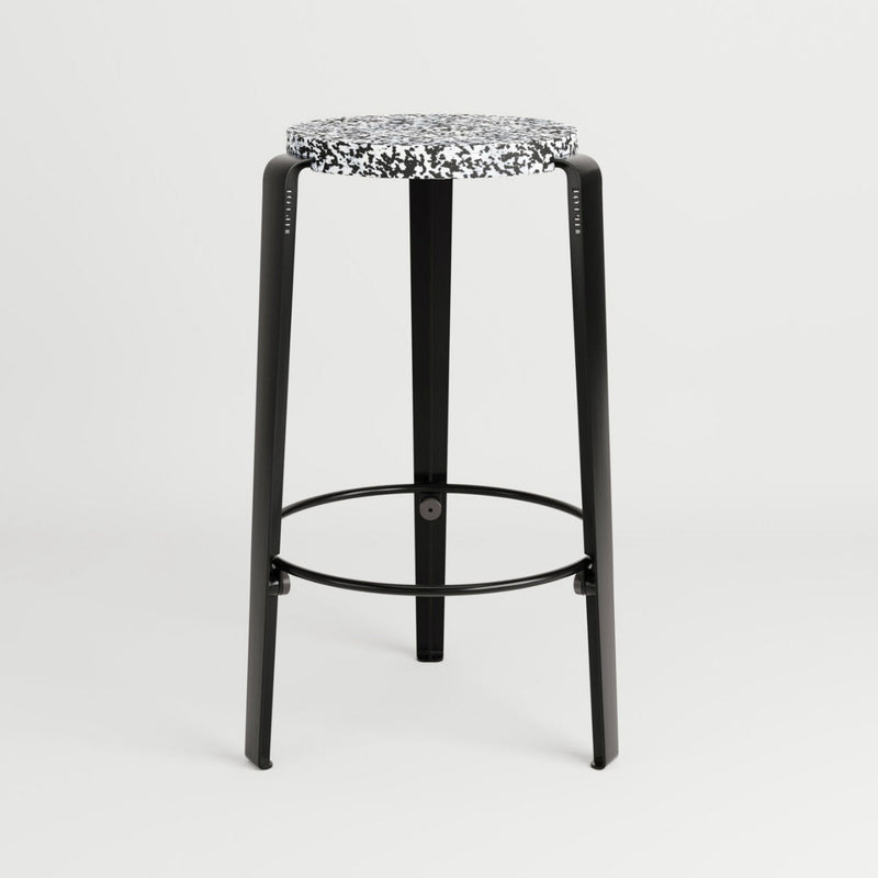 【P】MI LOU mid-high stool in recycled plastic MACCHIATO<br>