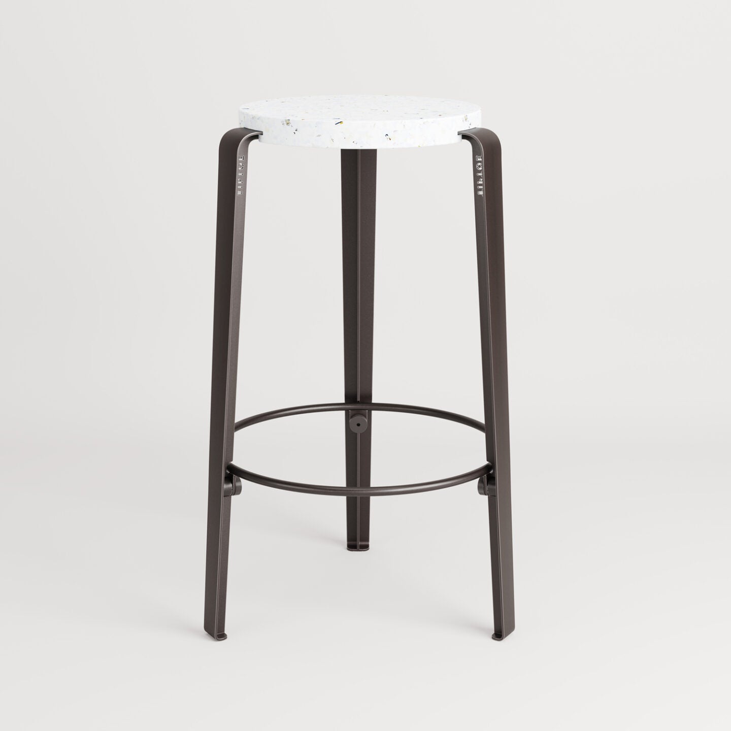 TIPTOE<br>MI LOU mid-high stool in recycled plastic VENEZIA <br>DARK STEEL - ヴィンテージ SHARK ATTACK