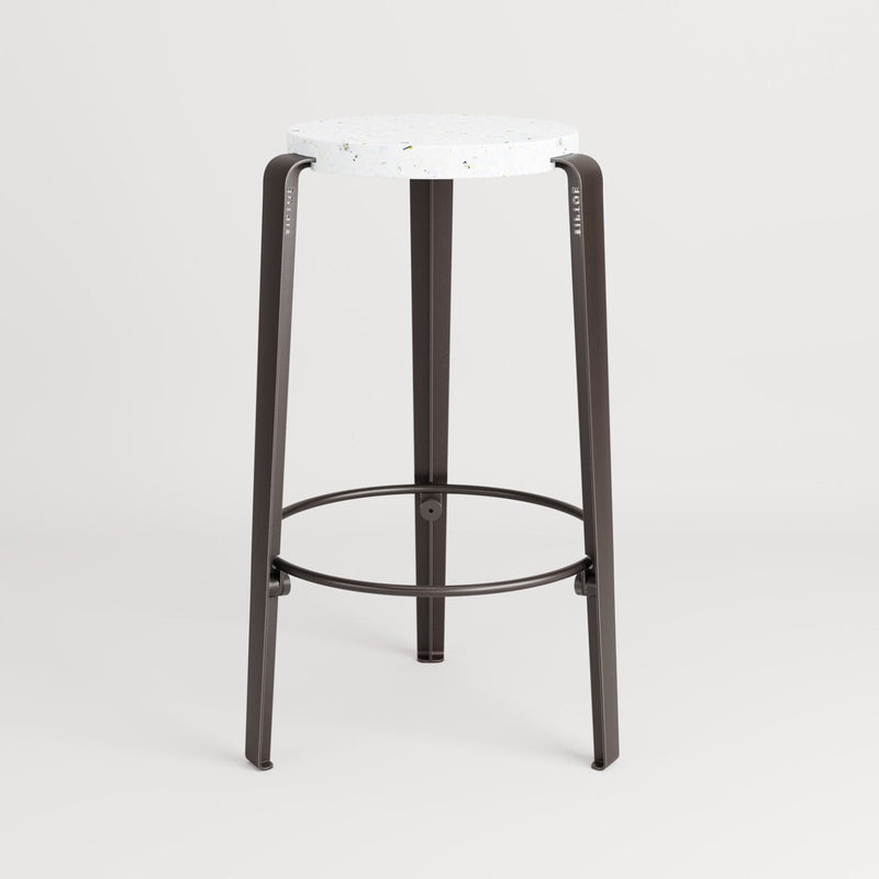 【P】MI LOU mid-high stool in recycled plastic VENEZIA<br> DARK STEEL