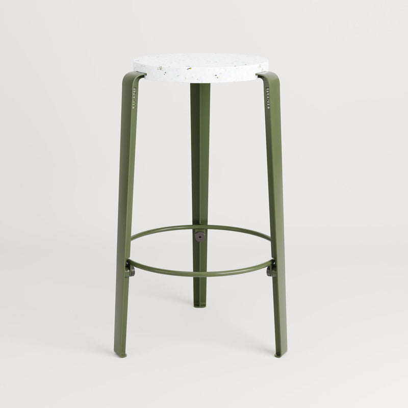MI LOU mid-high stool in recycled plastic VENEZIA <br>ROSEMARY GREEN