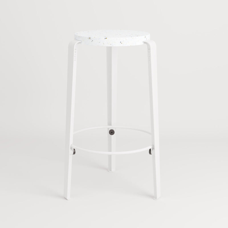 【P】MI LOU mid-high stool in recycled plastic VENEZIA <br>CLOUDY WHITE