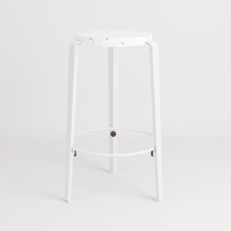 MI LOU mid-high stool in recycled plastic VENEZIA<br> CLOUDY WHITE