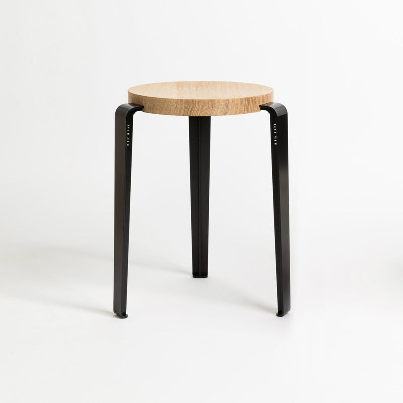 【P】LOU stool – SOLID OAK<br> GRAPHITE BLACK