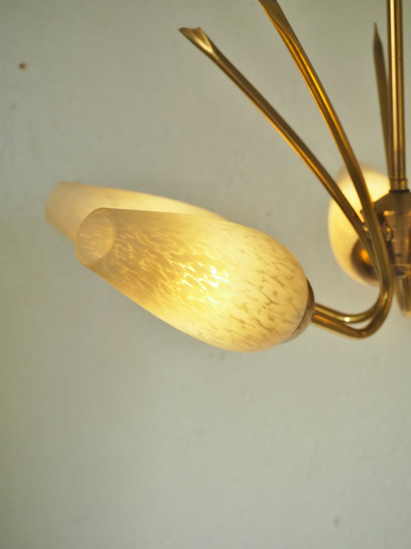 vintage<br> 5 light frosted glass chandelier Yamato store
