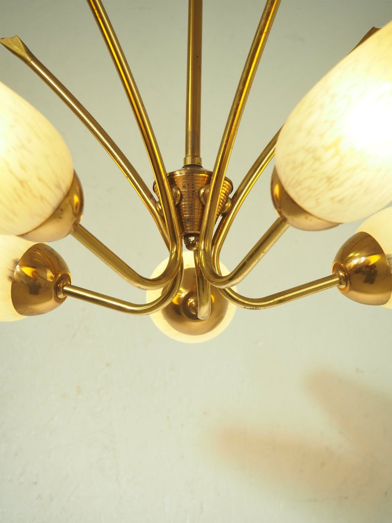 vintage<br> 5 light frosted glass chandelier Yamato store