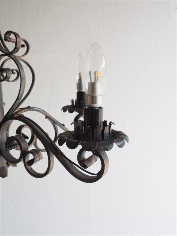 Vintage 5-light iron chandelier (Osaka store) PLCH-210516-5-O