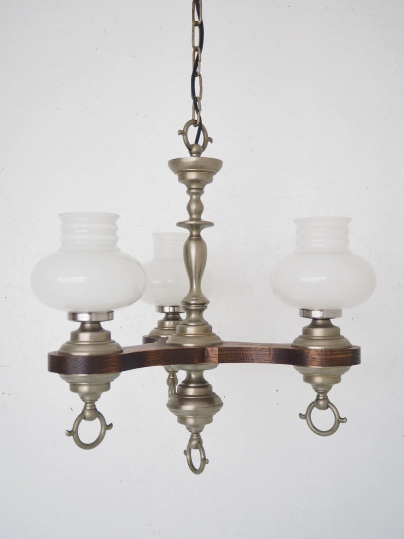Vintage 3-light milk glass chandelier (Haneda store) PLCH-210524-1-H