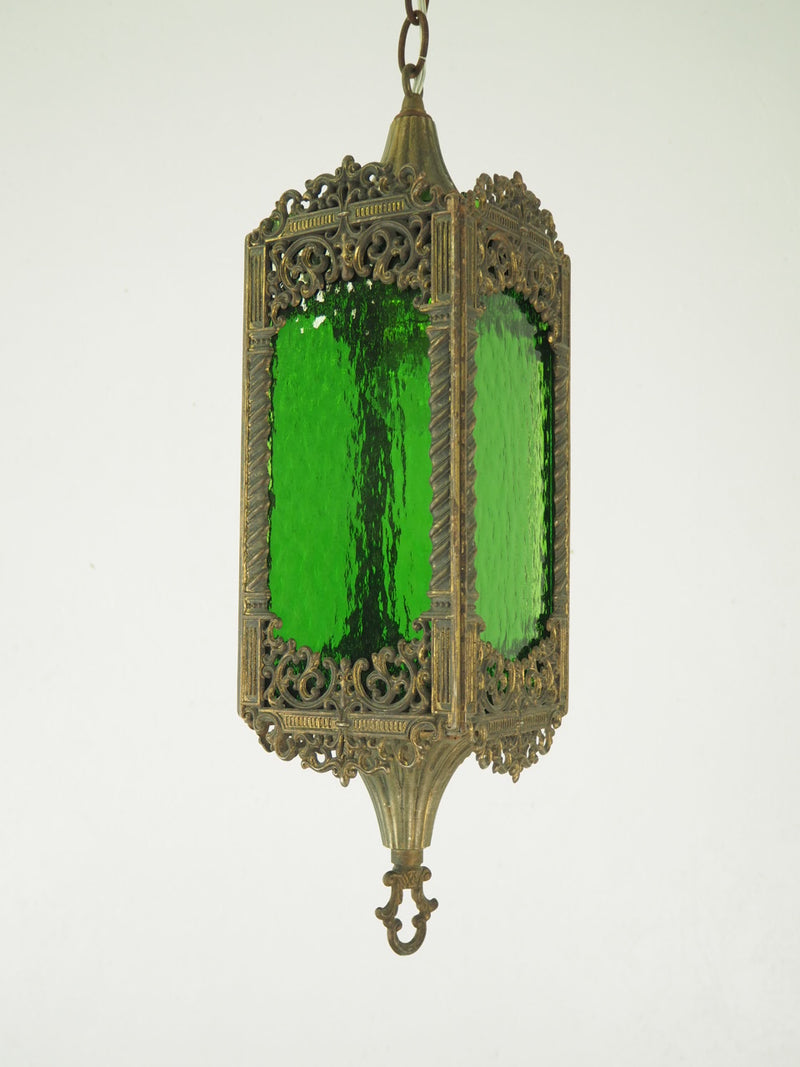 Vintage green glass pendant light (Haneda store)<br> _PLSD-210607-3-H