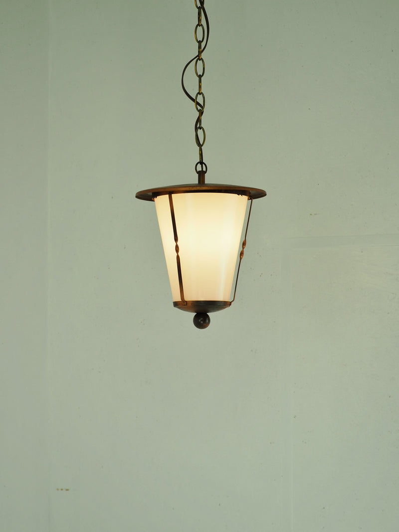Vintage milk glass bronze pendant light (Haneda store)