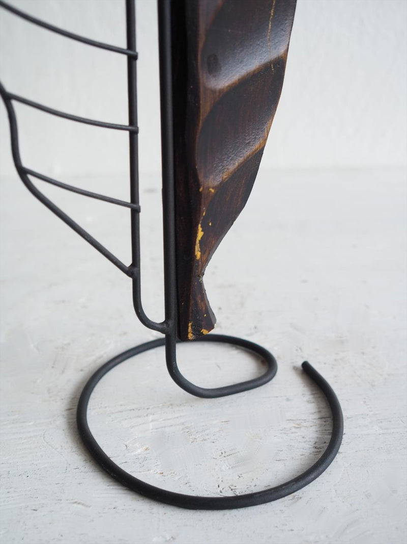 Vintage iron x wood leaf motif object (Osaka store)_vnz-210611-2-o