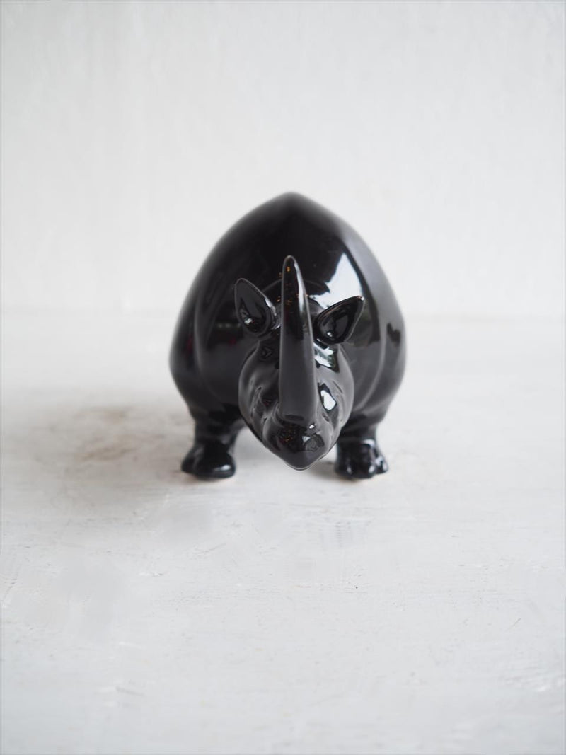 Vintage rhinoceros motif object black Osaka store<br>