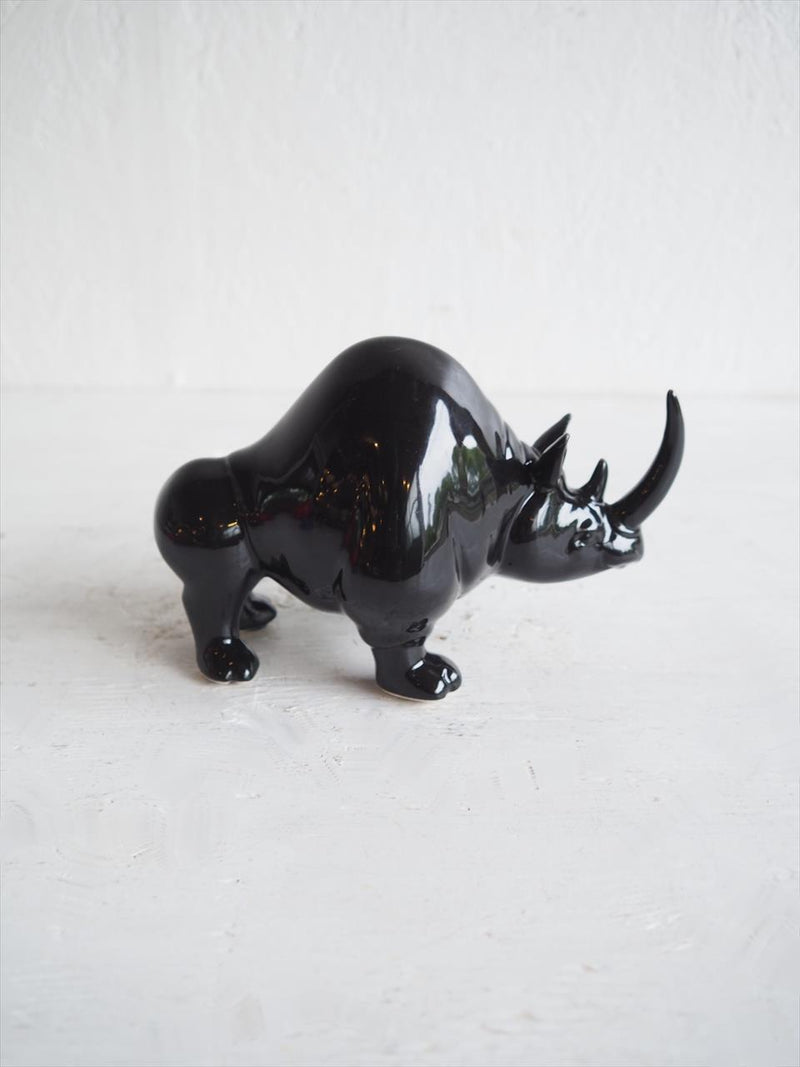 Vintage rhinoceros motif object black Osaka store<br>