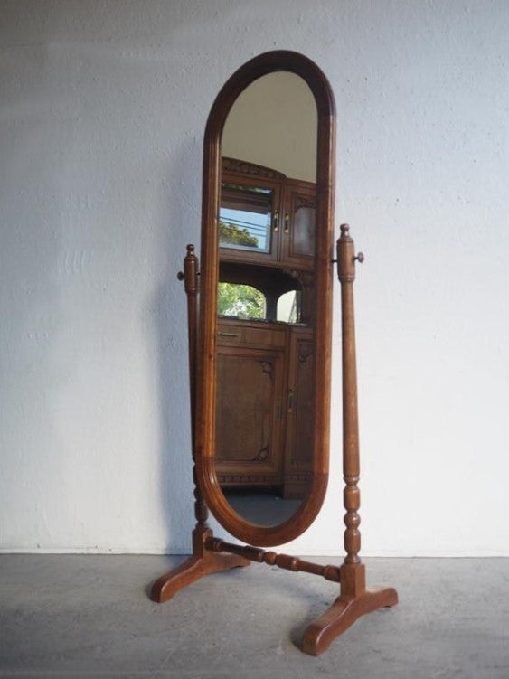 vintage wood stand mirror