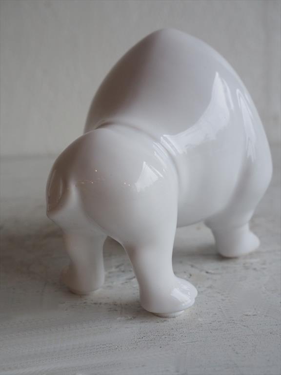 Vintage rhinoceros motif object white Osaka store