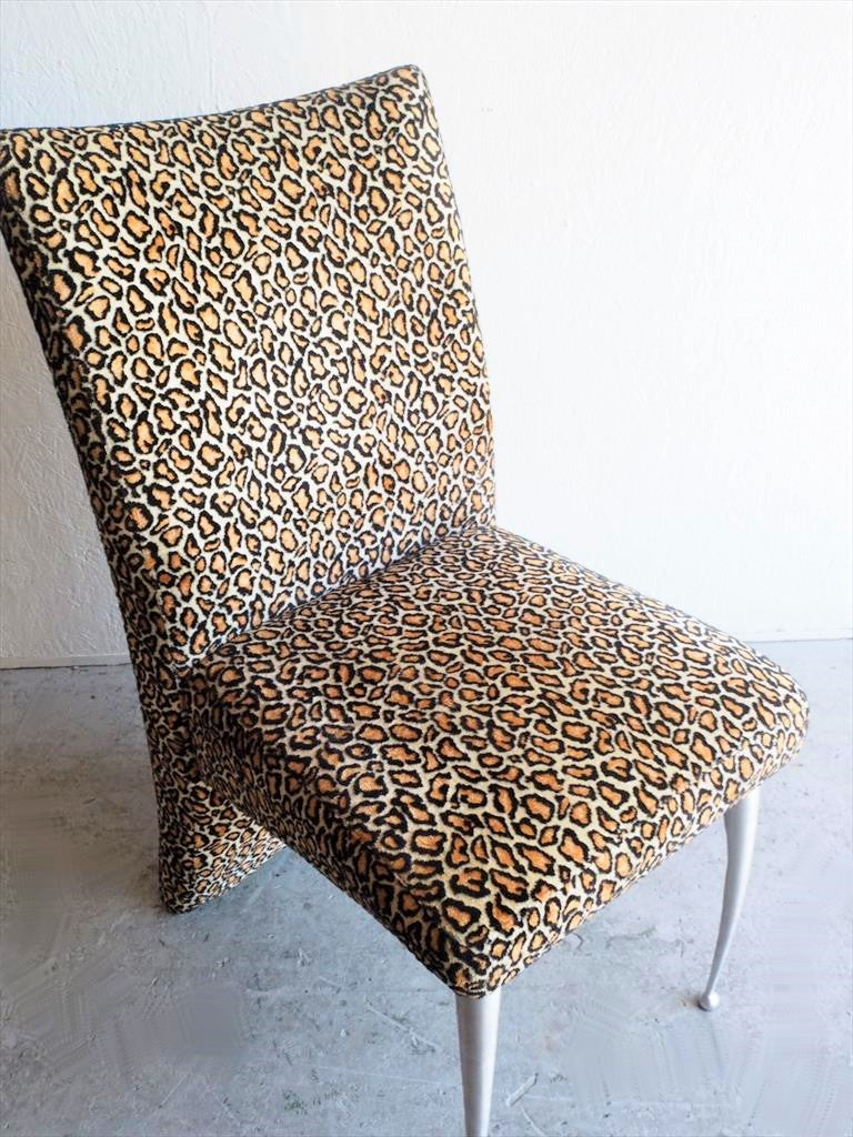 Vintage Leopard Pattern Fabric Chair Osaka Store