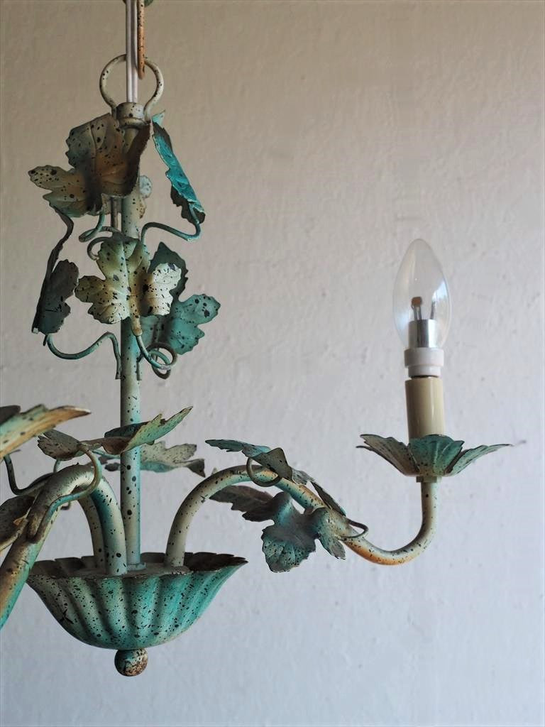 Vintage 3-light plant motif chandelier Osaka store