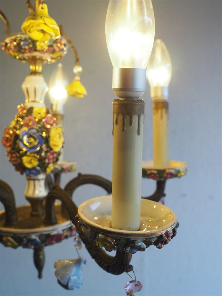vintage<br> 5-light flower motif chandelier<br> Osaka store