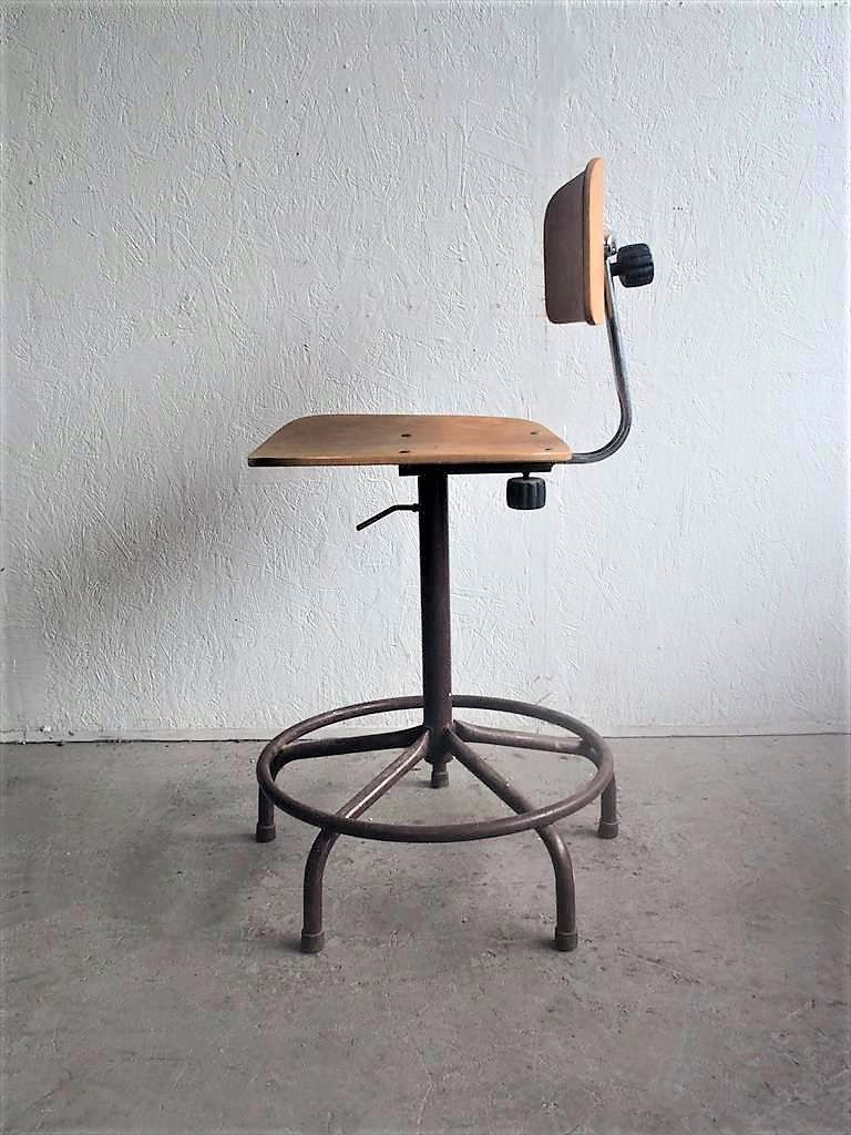 Vintage Wood x Iron Drafting Chair Osaka Store