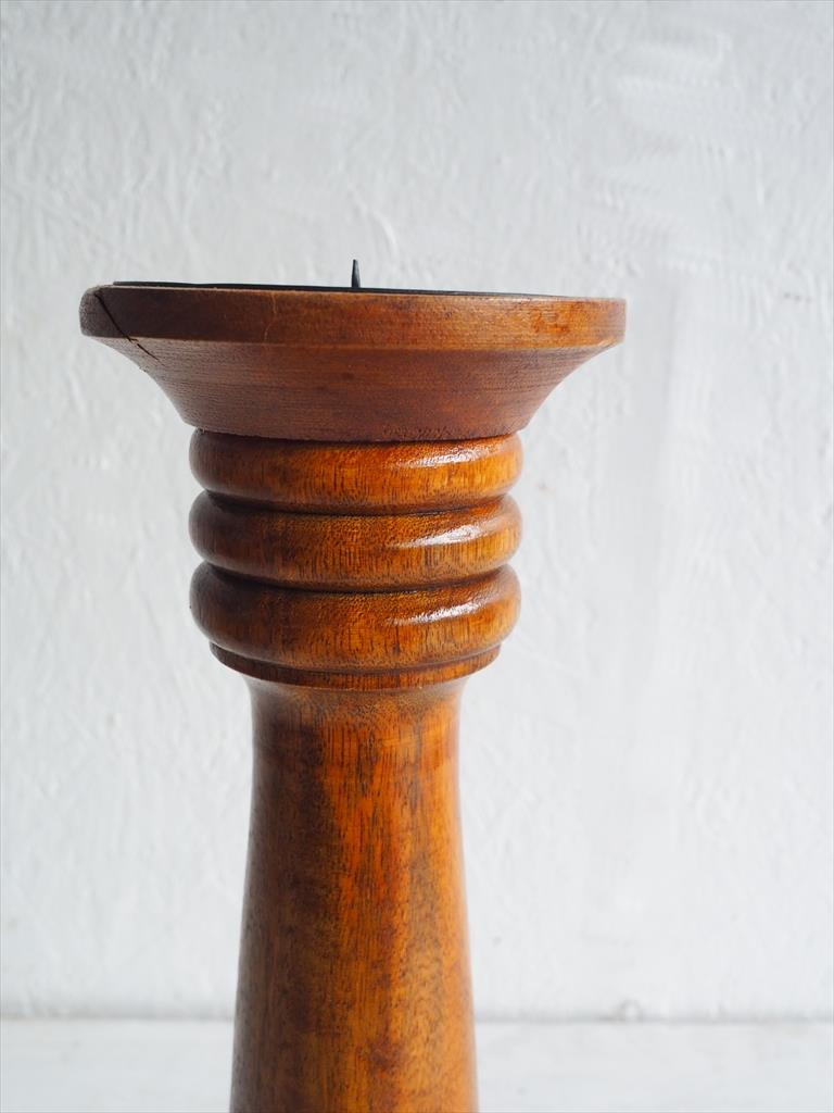 Vintage Wood Hand-Dug Candle Stand B Osaka