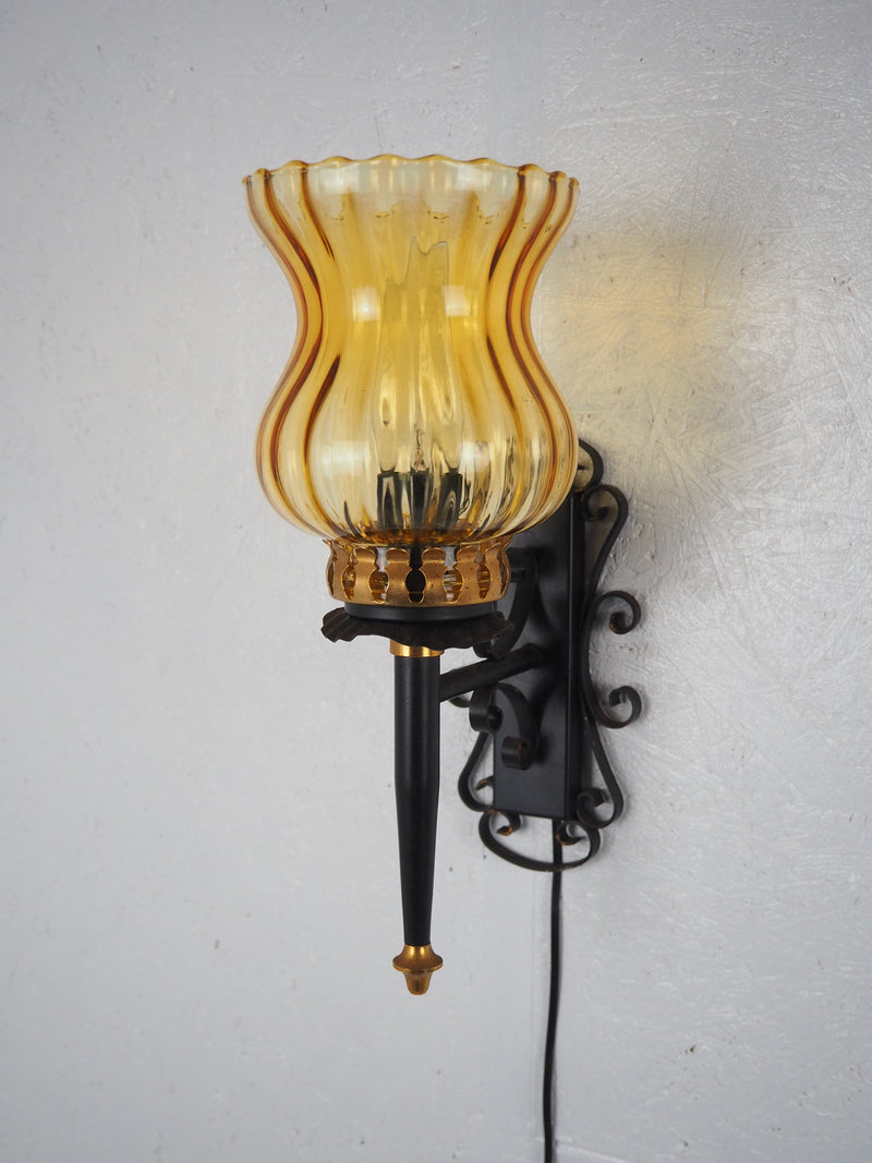 Vintage Iron x Amber Glass Bracket Lamp Haneda Store
