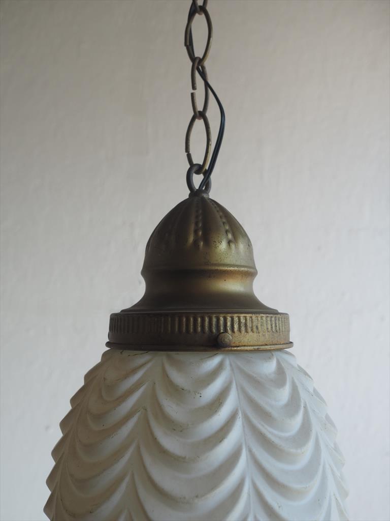 Vintage white glass x iron pendant lamp A Osaka store