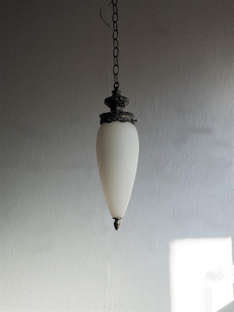 Vintage white glass x iron pendant lamp B Osaka store